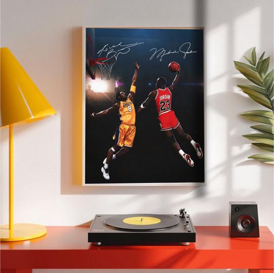 Michael Jordan Guarding Kobe Bryant Poster Vertical Premium Matte