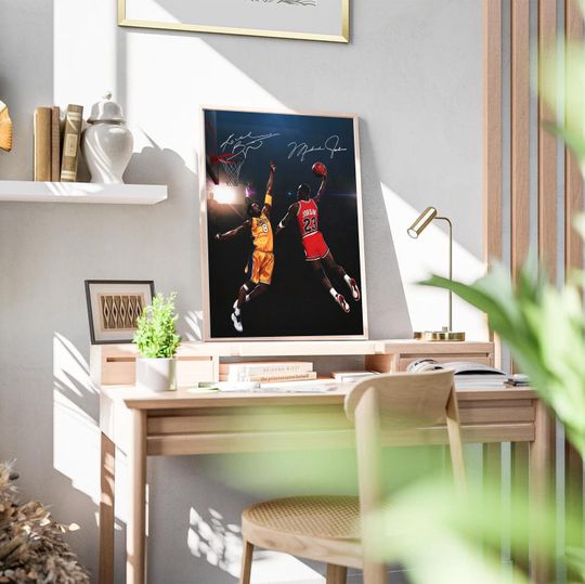 Michael Jordan Guarding Kobe Bryant Poster Vertical Premium Matte