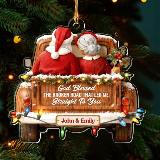 Personalized Couple Christmas Ornament, Acrylic Truck Ornament