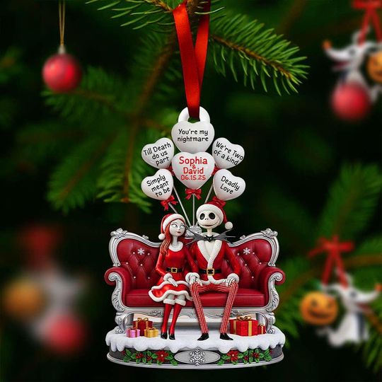 Personalized Nightmare Before Christmas Ornament, Acrylic Family Gift