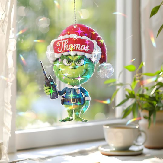 Holographic Custom Name funny character Security Guard Ornament, Funny funny character Xmas Ornament, Personalized Security Christmas Gift, Holiday Decor