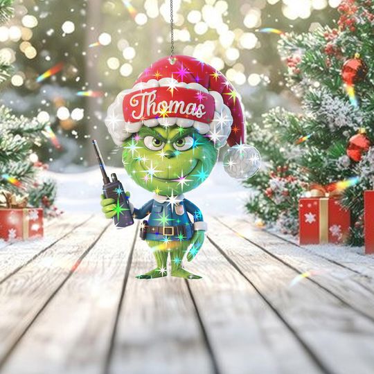 Holographic Custom Name funny character Security Guard Ornament, Funny funny character Xmas Ornament, Personalized Security Christmas Gift, Holiday Decor