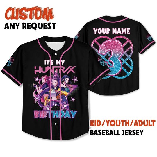 Custom Huntrix Birthday Girl Baseball Jersey, It's My Huntrix Birthday Shirt