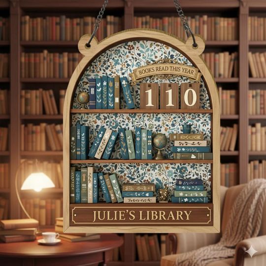 Custom Book Tracker Shelf Sign: Personalized Reading Counter