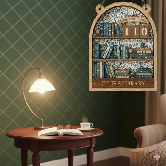 Custom Book Tracker Shelf Sign: Personalized Reading Counter