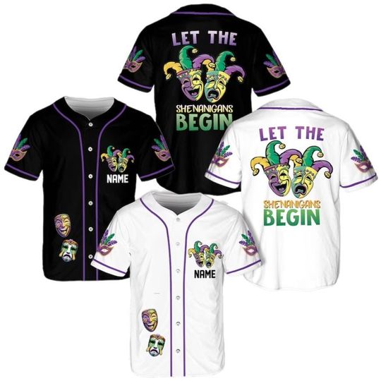 Personalized Mardi Gras Jersey, Carnival Baseball Jersey