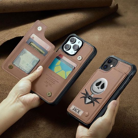 Jack and Sally Wallet Phone Case, Gothic Nightmare Before Christmas, PU Leather