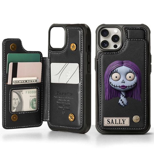 Jack and Sally Wallet Phone Case, Gothic Nightmare Before Christmas, PU Leather
