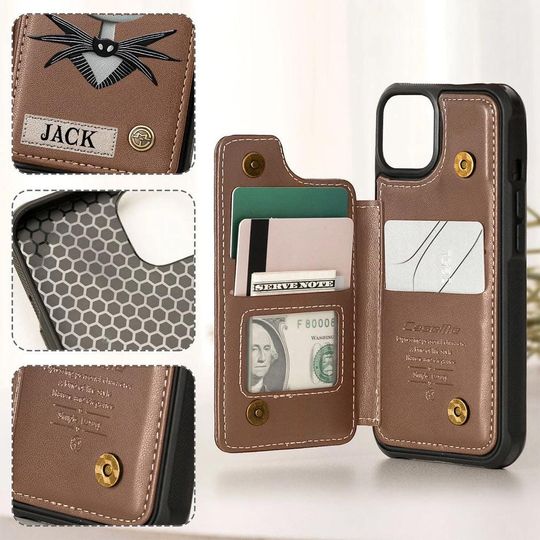 Jack and Sally Wallet Phone Case, Gothic Nightmare Before Christmas, PU Leather