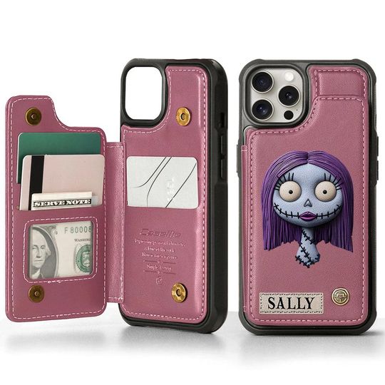 Jack and Sally Wallet Phone Case, Gothic Nightmare Before Christmas, PU Leather