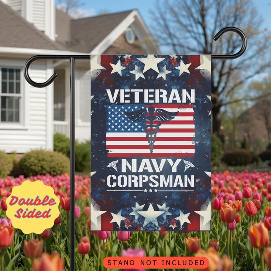 Navy Corpsman Garden Flag: Patriotic Military Yard Decor