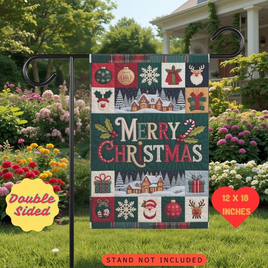 Christmas Garden Flag: Santa, Reindeer, Festive Winter Decor