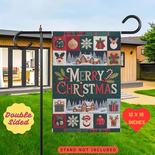 Christmas Garden Flag: Santa, Reindeer, Festive Winter Decor