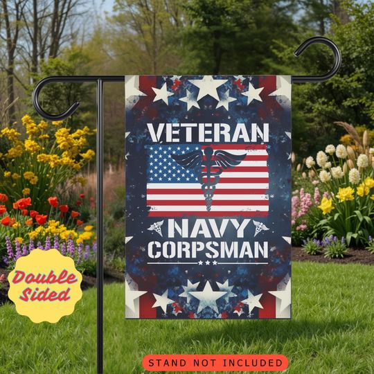 Navy Corpsman Garden Flag: Patriotic Military Yard Decor