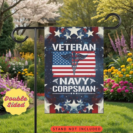 Navy Corpsman Garden Flag: Patriotic Military Yard Decor