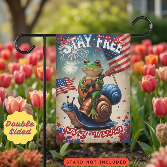 Funny Frog 4th of July Garden Flag for Patriotic Yard Decor