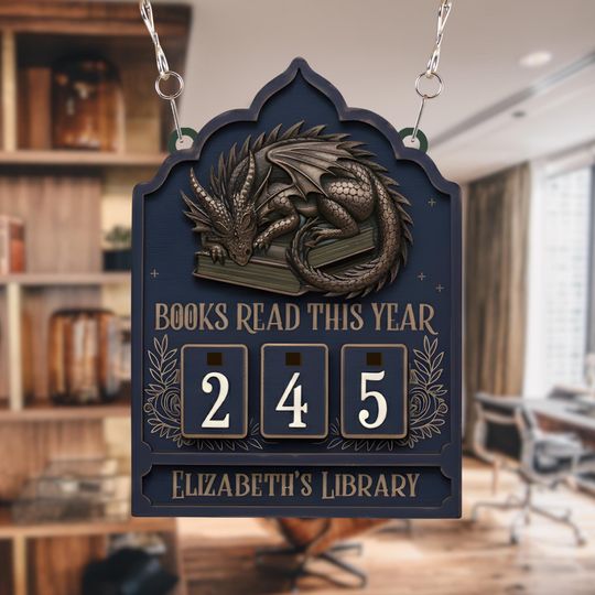 Vintage Book Tracker Sign, Personalized Reading Counter, Library Decor, Book Lover Gift