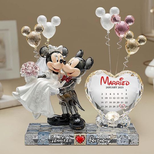 Personalized Mouse Couple Wedding Plaque, Custom Acrylic Keepsake, Anniversary Love Gift