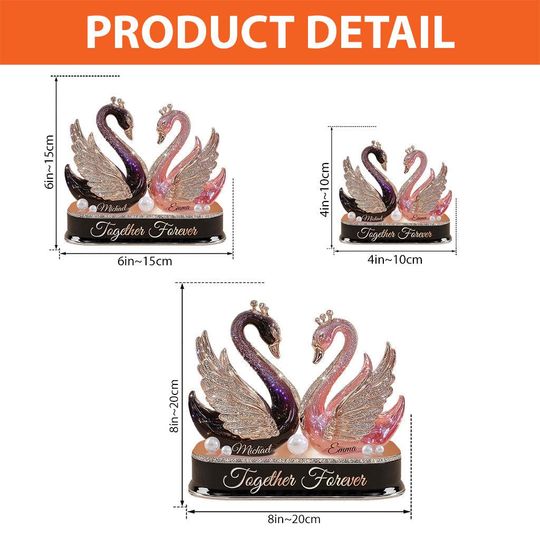 Personalized Swan Couple Acrylic Plaque, Custom Name Romantic Anniversary Decor