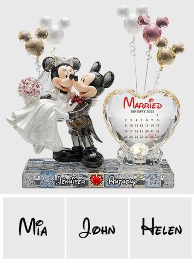 Personalized Mouse Couple Wedding Plaque, Custom Acrylic Keepsake, Anniversary Love Gift