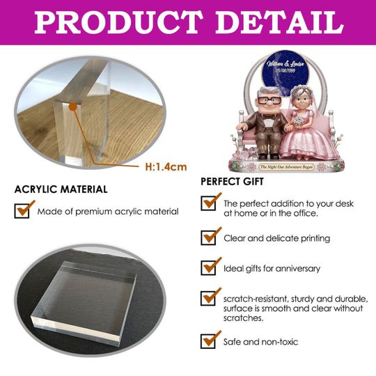 Custom Carl & Ellie Couple Acrylic Plaque | Custom Anniversary Love Gift