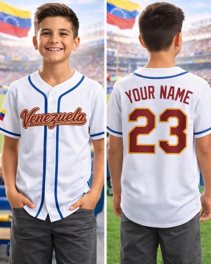 Custom White Venezuela Jersey 2026 World Baseball Classic, Limited Baseball Shirt Men Youth Size, Personalized Venezuela Jersey