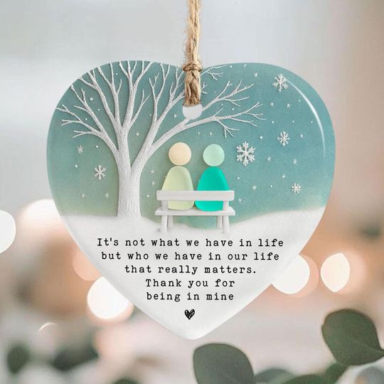 Custom Friendship Sea Glass 2 Layered Ceramic Ornament Christmas Decor Gift, Christmas Tree Decor for Best Friends, Timeless Friendship Gift