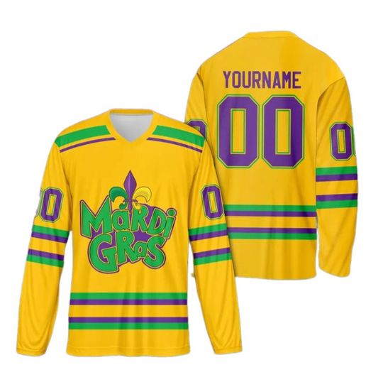 Custom Mardi Gras Ice Hockey Jersey, Fleur De Lis Sports Uniform