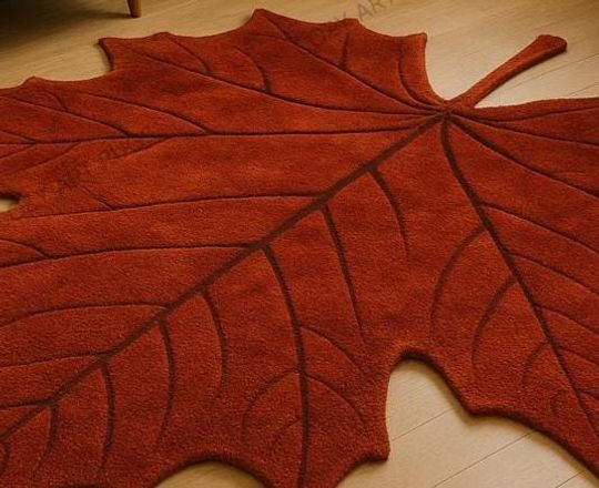 Handmade Maple Leaf Rug: Autumn Red Fall Home Decor