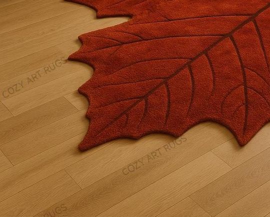 Handmade Maple Leaf Rug: Autumn Red Fall Home Decor