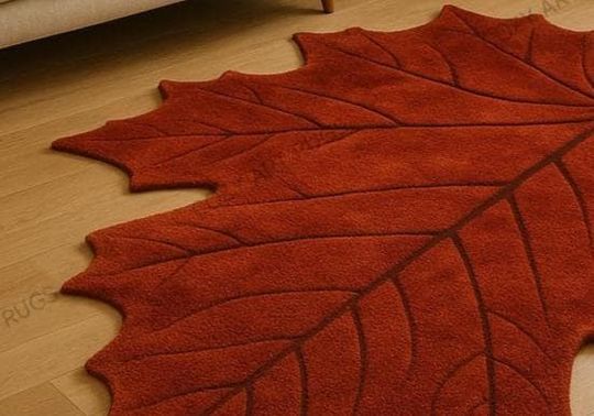 Handmade Maple Leaf Rug: Autumn Red Fall Home Decor