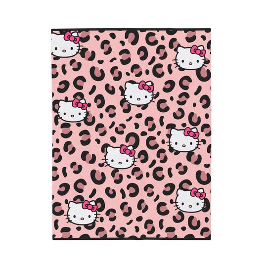 Hello Kitty Fleece Blanket for Kids, Cozy Leopard Print Throw, Nursery Decor, Gift for Her