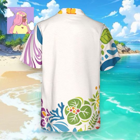Disney Lookout Cay at Lighthouse Point Sand Pattern Hawaiian, Tropical Beach Disney Aloha Vacation Tee