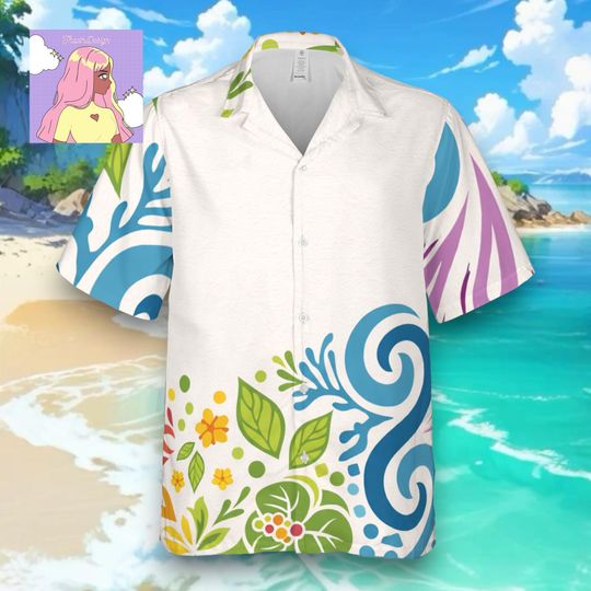 Disney Lookout Cay at Lighthouse Point Sand Pattern Hawaiian, Tropical Beach Disney Aloha Vacation Tee