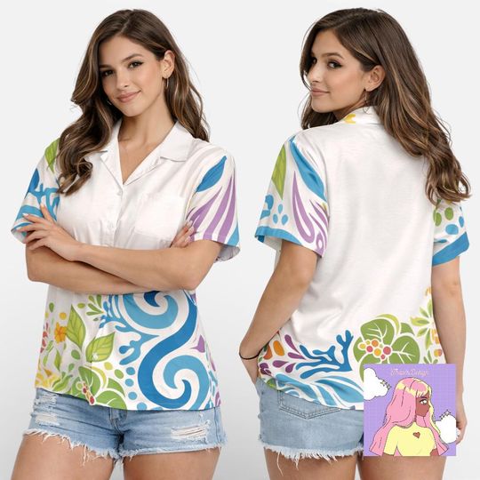 Disney Lookout Cay at Lighthouse Point Sand Pattern Hawaiian, Tropical Beach Disney Aloha Vacation Tee