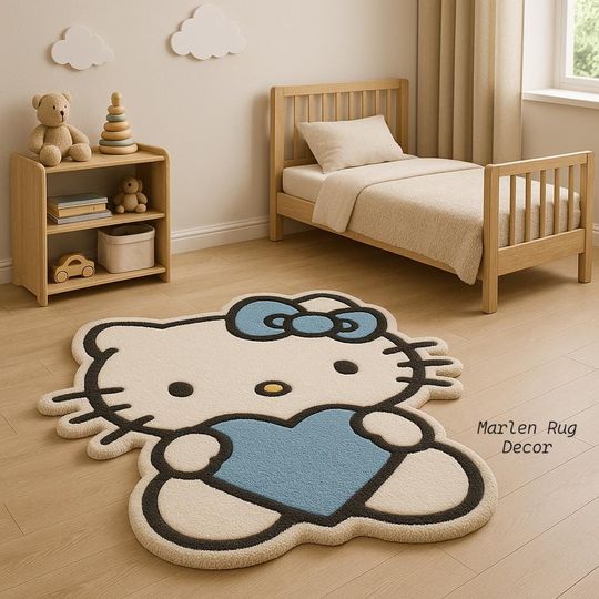 Hello Kitty Blue Heart Shaped Rug