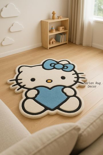 Hello Kitty Blue Heart Shaped Rug