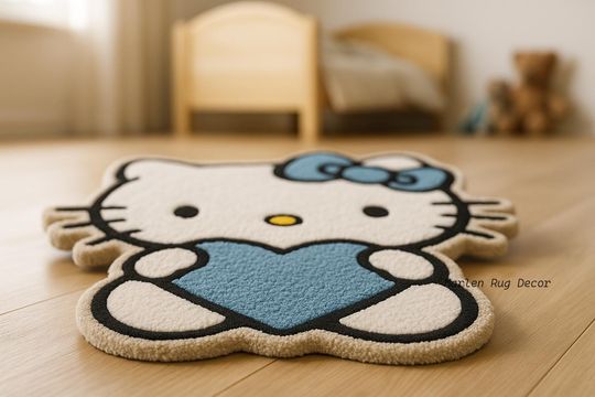 Hello Kitty Blue Heart Shaped Rug