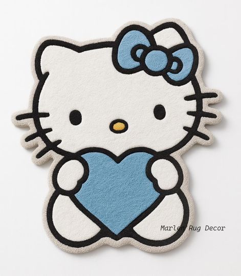 Hello Kitty Blue Heart Shaped Rug