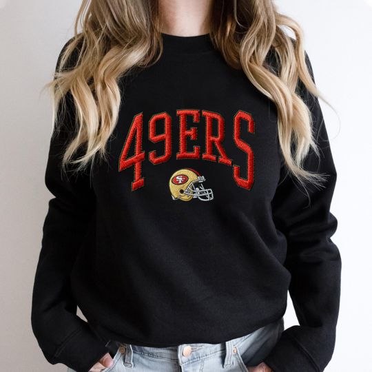 Embroidered 49ERS Oversized Sweatshirt, Unisex College Sweater, Vintage Streetwear Pullover