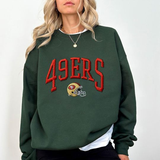Embroidered 49ERS Oversized Sweatshirt, Unisex College Sweater, Vintage Streetwear Pullover