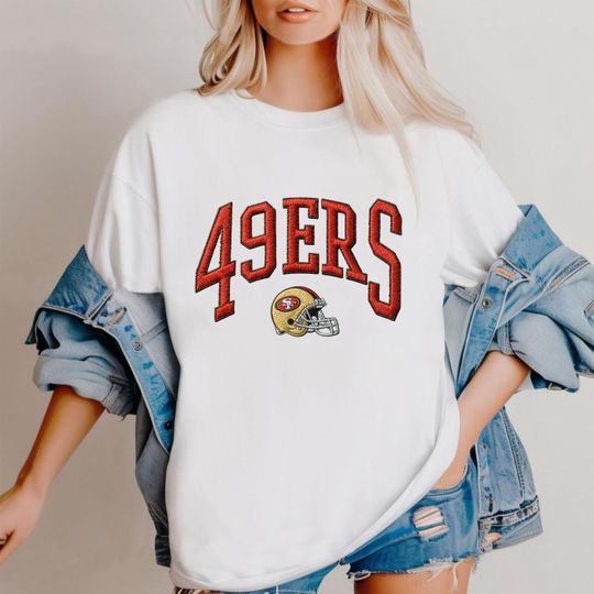 Embroidered 49ERS Oversized Sweatshirt, Unisex College Sweater, Vintage Streetwear Pullover