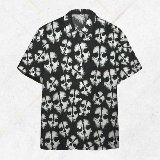 All Over Skull Hawaiian Shirt, Spooky Drip Skull Pattern