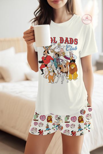 Disney Cool Dads Club Pajama Set, Best Dad Ever, Goofy Mufasa King Triton Print, Funny Family Trip Sleep Set, Matching Family, Gift for Dad