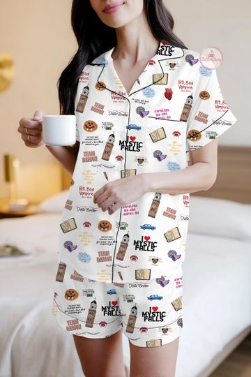 The Vampire Diaries Pajama Set, Damon Salvatore Pajamas Set - Team Salvatore Women Pajamas, Vampire Diaries Comfy Loungewear