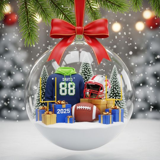 Seattle Seahawks Ornament, Personalized Jersey, football Fan Christmas Gift 2D Flat
