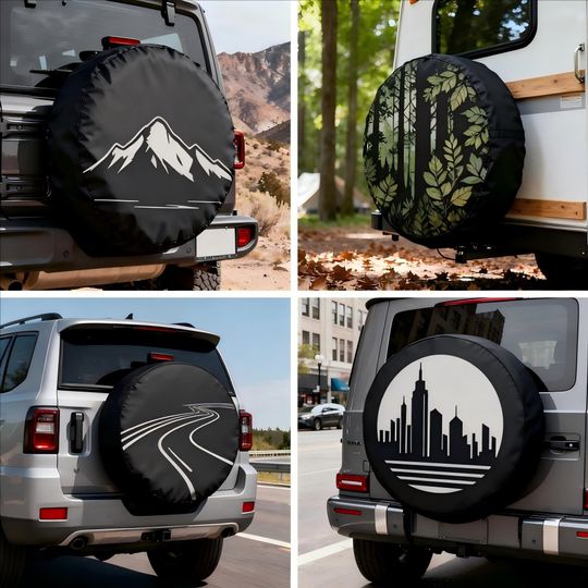 Spare Tire Cover  Santa Riding Dinosaur Christmas Design, With Or Without Camera Hole