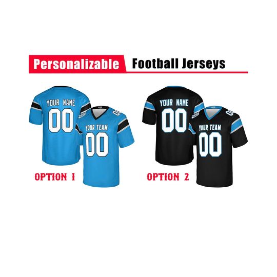 Custom Carolina Panthers Football Jersey, Blue Black, Adult Sizes