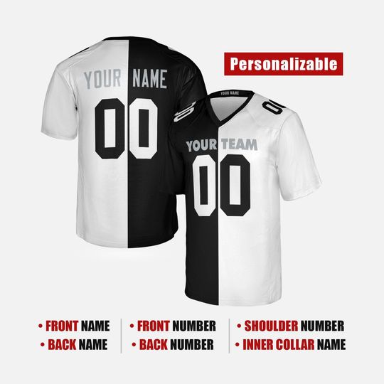 Custom Las Vegas Raiders 1998 Split American Football Jersey, White Black, Adult Sizes