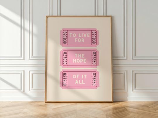 TS Lyric Print: Minimalist 'To Live For The Hope Of It All'